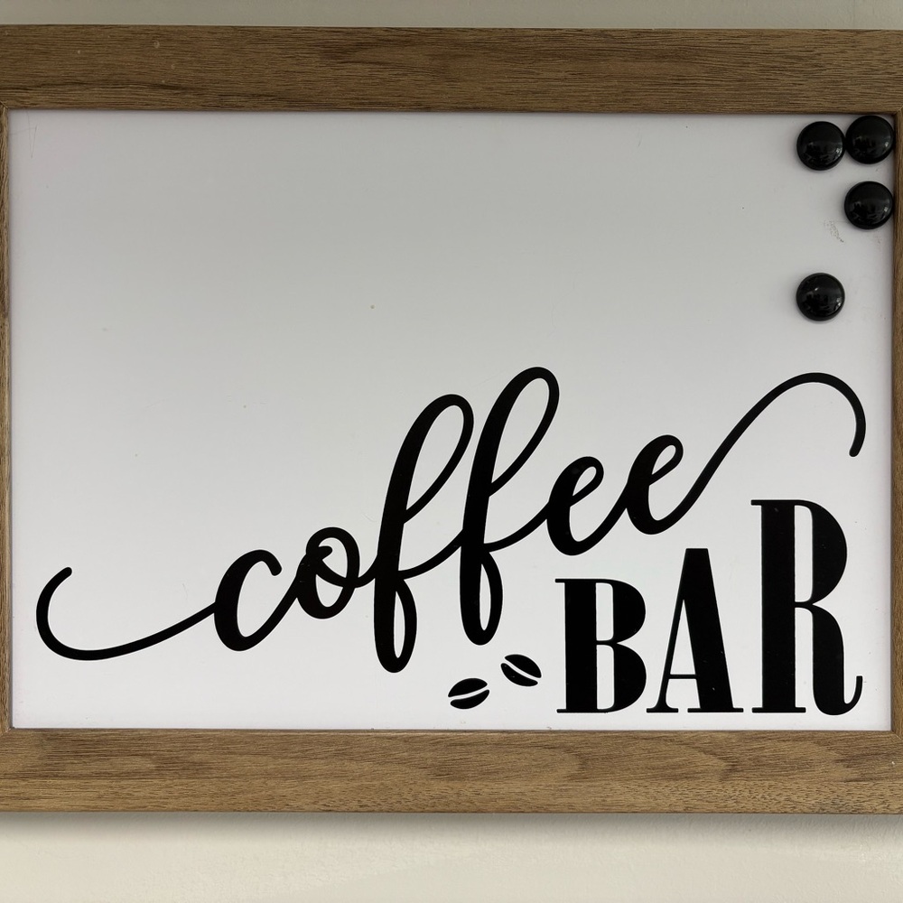 Wood Framed Coffee Bar Sign Tumblers Mug Set